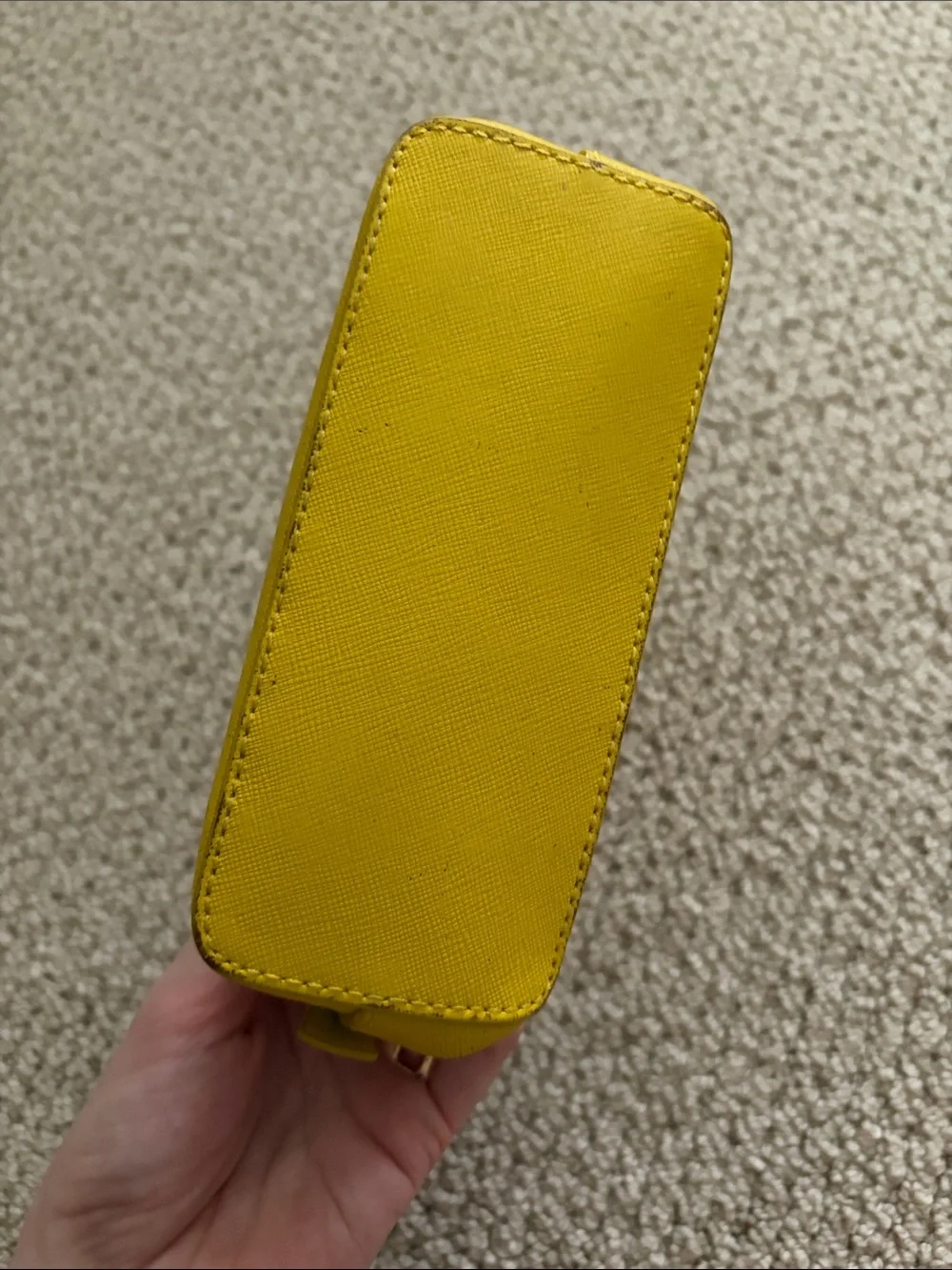 Tory Burch Yellow Leather Dome Cosmetic Case Small Pouch FLAWS